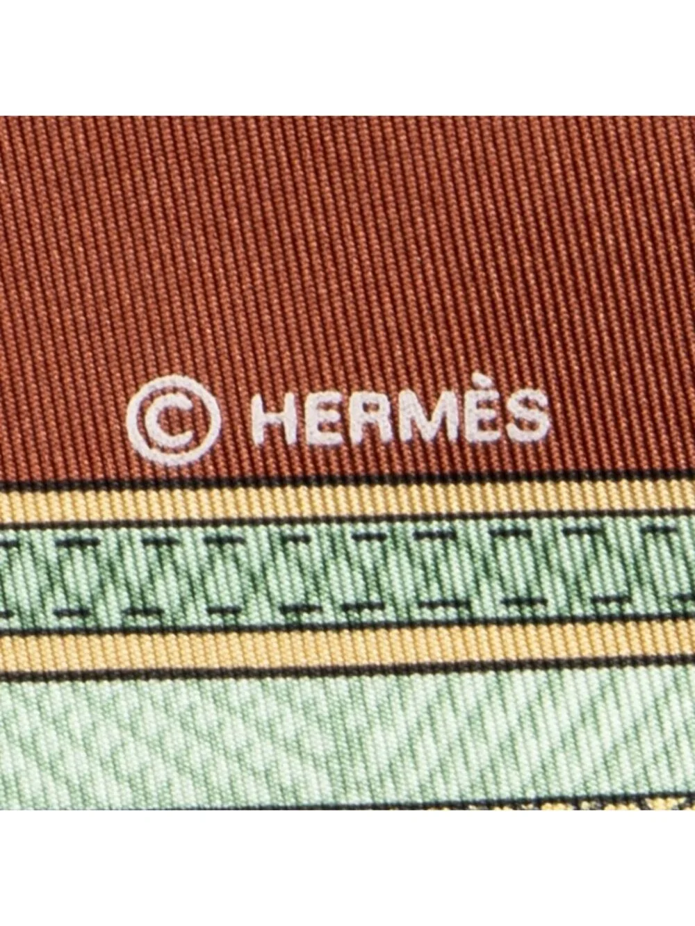 Hermes Scarf Red Brown Green Silk